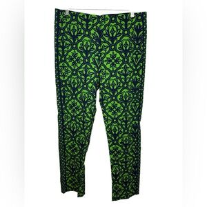 Gretchen Scott Printed Pull On Pants Green Blue Stretch Ankle Size Large